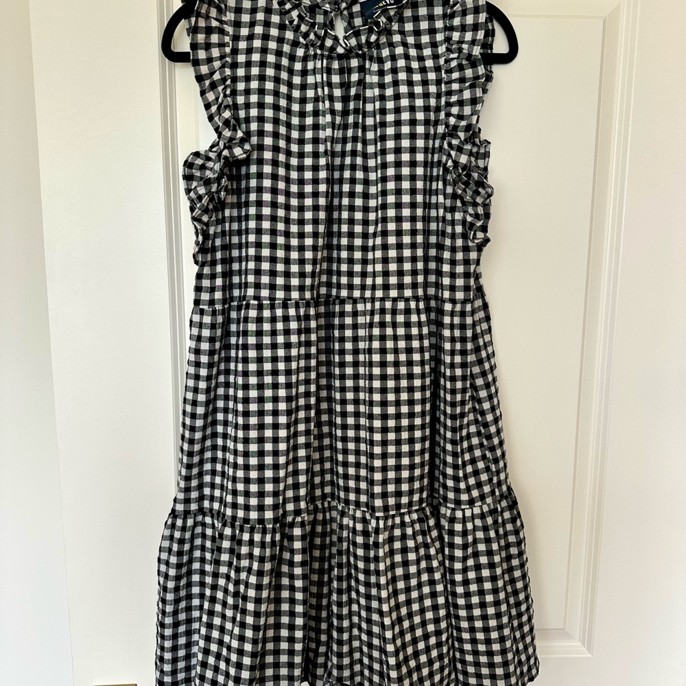 Maeve by Anthropologie Black and White Gingham Ruffle Dress size large